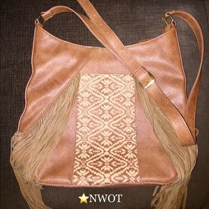 NWOT Steve Madden 2 Toned Brown Fringe Hobo Purse